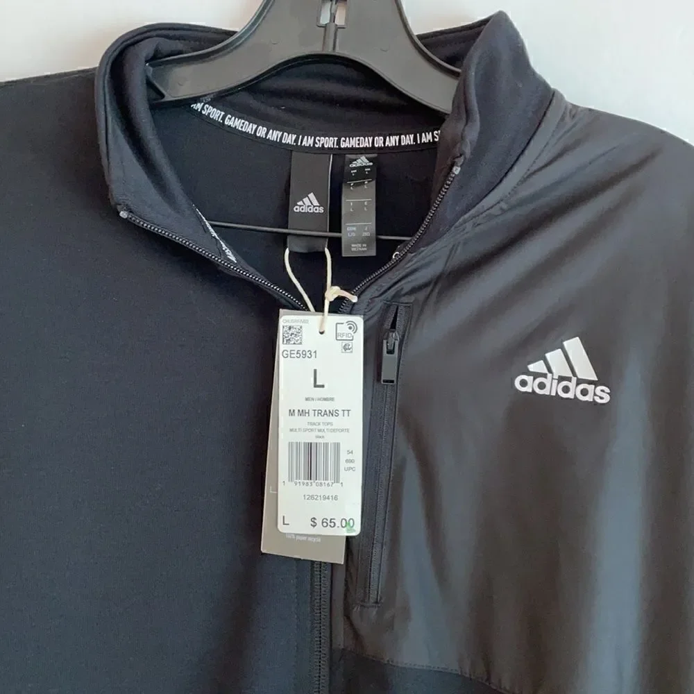 Adidas NWT trans tt track top large black white